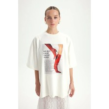 Hai Collection Kadın Vintage Efektli Oversize Tişört Şık Günlük Kombin