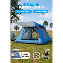 Auhma Outdoor AC6636 6 Kişilik Otomatik Kamp Çadırı Mavi 210X210X140 cm | Su Geçirmez Oxford Kumaş | Güneşlikli Hızlı Kurulum Kamp Çadırı