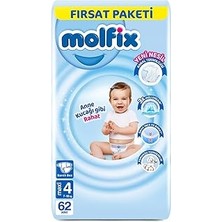 Uravas Store Molfix 3D Bebek Bezi Maxi 4 Beden, Fırsat Paketi 62 Adet