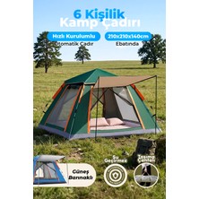Auhma Outdoor AC6636 6 Kişilik Otomatik Kamp Çadırı Yeşil 210X210X140 cm | Su Geçirmez Oxford Kumaş | Güneşlikli Hızlı Kurulum Kamp Çadırı