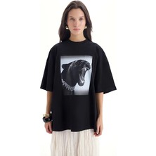 Hai Collection Kadın %100 Pamuk Oversize Baskılı Tişört Casual Stil