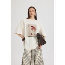 Hai Collection Kadın Vintage Efektli Oversize Tişört Şık Günlük Kombin