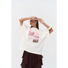Hai Collection Kadın Salaş Kesim Baskılı Tişört Modern Oversize Stil