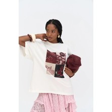 Hai Collection Kadın Salaş Kesim Baskılı Tişört Modern Oversize Stil