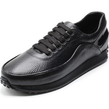 Costo Shoes Büyük Numara Erkek Ayakkabı CK1318 Siyah Dana Derisi Kauçuk Taban Rahat Geniş Kalıp Büyük Numara 4 Mevsim Erkek Ayakkabısı Geniş Kalıp Rahat Kullanım