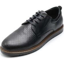 Costo Shoes Büyük Numara Erkek Ayakkabı Büyük Numara Deri Erkek Ayakkabı AG4296-2 Siyah Geniş Kalıp Rahat Kullanım