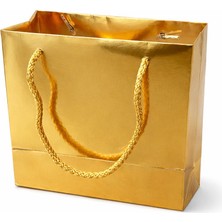 5 Adet Gold Karton Hediye Çantası Ipli Mini Hediye Poşeti 15X7 cm