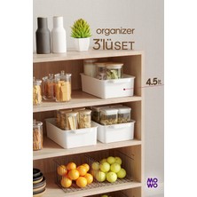 Mowo Home 3'lü 4,5 Litre Mutfak Düzenleyici, Dikdörtgen Plastik Organizer Seti BPA Free