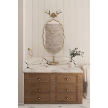 Faw Decor Premium Şık Modern Estetik Ahşap Çerçeveli Duvar Aynası Banyo Aynası Dresuar Aynası