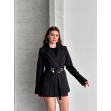 Vess Moda Çift Toka Detaylı Kuşaklı Blazer Ceket