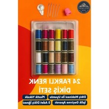 Esranın Dünyası 24 Renkli Dikiş Seti - Iğne, Yüksük ve Iplik Geçirici ile Tam Set