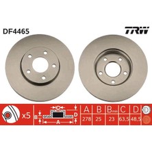 TRW Depomix Ön Fren Aynasi Focus 04-12 Cmax 07-10 S40 06-10 C30 10-12 C70 06-13 V50 05-12 278X25X5DLXHVL