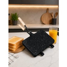 Bermira Home Collection Iç Dış Granit Döküm Ocak Üstü El Tost Makinası, Granit Ultra Lüks Ocak Üstü Tost Grill