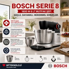 Bosch 1800 W Serie 8 Mutfak Makinesi, Entegre Tartısı Sayesinde Doğrudan Kase Içinde, 6 Lt Mutfak Şefi