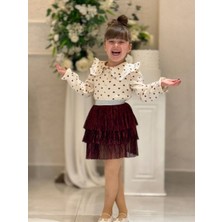 Lolipop Kids Store Kız Çocuk Kalpli Müslin Gömlek ve Fırfırlı Etek Takım