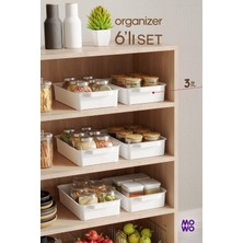 Mowo Home 6 Adet 3 Litre Mutfak Düzenleyici, Buzdolabı Düzenleyici, Banyo Düzenleyici, Organizer, Saklama Kabı