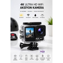 Wair Teknoloji 4K Ultra Hd Wifi Aksiyon Kamera Çift Ekranlı 30M Su Geçirmez Uzaktan Kumandalı