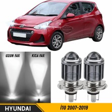 Caralp Hyundai I10 2007-2019 Uyumlu Mercekli Far Ampulü LED Xenon Beyaz Renk Far Şimşek Etkili Csp LED Lamba Uzun Kısa 2 Adet Takım