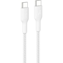 Belkin CAB025HQ1MWH Boostcharge Pro 240W Usb-C To Usb-C Örgülü 1m Hızlı Şarj Kablosu - Beyaz