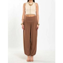 Modern Şalvar Kesim Yüksek Bel Bohem Kadın Pantolon - Kahve Dipol Butik