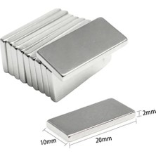 Esranın Dünyası 100 Adet 20X10X2 mm Neodyum Mıknatıs Köşeli Magnet N35 Nikel Kaplama Güçlü Kaliteli Dayanıklı ( Lisinya )