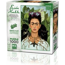 20665 Diken Kolye ve Sinek Kuşlu Kendi Portresi Frida Kahlo 1000 Parça Puzzle