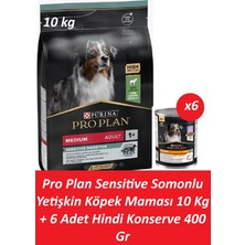 Pro Plan Sensitive Somonlu Yetişkin Köpek Maması 10 kg + 6 Adet Hindi Konserve 400 gr