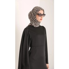 Aminenesil Glomaria Tiny Leopard Desen Modal Eşarp Vizon Lacivert Renk