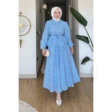 Tesettür Diyarı Velmir Fisto Kumaş Gömlek-Etek Tesettür Takım- Mavi