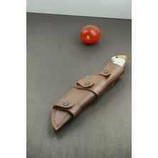 Depo Trend Ay Yıldız Serisi Profesyonel Outdoor Kamp ve Av Bıçağı & Premium Hediyelik Bıçak & Özel Hibrit Kabza & Çift Yönlü Deri Kılıf