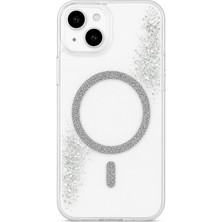 3gen Case iPhone 15 Plus-Iphone 14 Plus Uyumlu Glitter Simli Detaylı Kablosuz Şarj Destekli Wireless Sert Şeffaf Kılıf