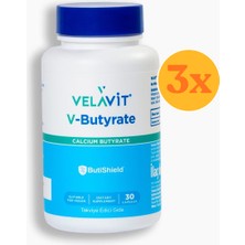 Velavit V-Butyrate Calcium - Kalsiyum Bütirat Içeren Takviye Edici Gıda - 30 Kapsül - 3 Kutu (Toplam 90 Kapsül)