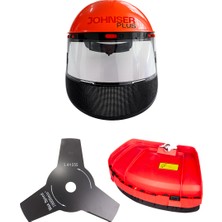 Johnser Profesyonel Yüz Koruma Maskesi + Evrensel Motorlu Tırpan Bıçak Koruyucu + 3D Tırpan Bıçağı 255X25.4X1.4 mm Universal Çelik Kesim Bıçağı
