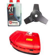 Johnser Evrensel Motorlu Tırpan Bıçak Koruyucu + Kalender 2t Motor Yağı + 3D Tırpan Bıçağı 255X25.4X1.4 M