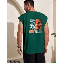 Amor Man Büyük Beden Özel Tasarım Meet Belief Sırt Baskılı %100 Pamuk Kolsuz Erkek T-Shirt