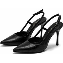 Patron Shoes Kadın 10 cm Ince Topuk Sivri Burun Hakiki Deri Şık Topuklu Ayakkabı