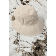 Hat Town Fiyonk Detaylı Keten Bucket Kadın Şapka