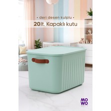 Mowo Home Bigbox Kulplu 20 Lt 1 Adet Mint Dolap Düzenleyici Saklama Kutusu Sepet Organizer Oyuncak Kutusu