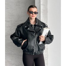 Vess Moda Marka Model Yeni Sezon Beli Lastik Detaylı Deri Ceket