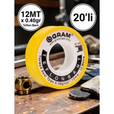 Gram Teflon Bant Su Tesisatı Sızdırmazlık Bandı 20'li Paket / 12MM x 0.076MM x 12MT