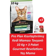 Pro Plan Kısırlaştırılmış Kedi Maması Tavşanlı 10 kg + 3 Adet Gourmet Sığır Etli Yaş Mama