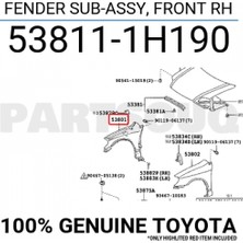 Premium Çamurluk Corolla 2002-2006 ZZE121 Sedan / 2002-2006 S.w Ön Sağ (Oem NO:538111H190)