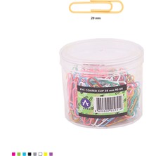 Ark Pvc Kaplı Renkli Ataç 28 mm 90 gr  Şeffaf Kutulu Karışık Renkler 1 Adet