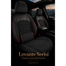 Trobus Mercedes Gla 2014+ Uyumlu Levante Serisi Bel Destekli Keten Füme Kırmızı Koltuk Kılıfı