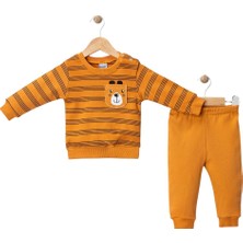 45212541 Askı Cepli Çizgili Takım 9 Ay,12 Ay,18 Ay Orange