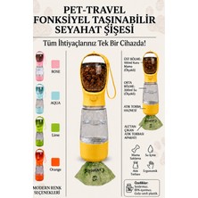 Ego Home Taşınabilir Kedi Köpek Suluğu 500 ml 3in 1 Arada Seyahat Su Şişesi Mama Kaseli ve Çöp Poşeti Hazneli