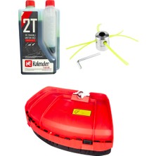 Johnser Motorlu Tırpan Örümcek Başlık + Evrensel Motorlu Tırpan Bıçak Koruyucu + Kalender 2t Motor Yağı