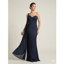 Centilmen For Costume Tek Omuz Pileli Taş Işlemeli Abiye Elbise 10204