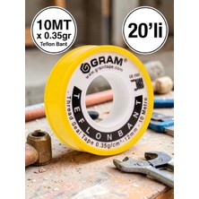 Gram Teflon Bant Su Tesisatı Sızdırmazlık Bandı 20'li Paket / 12MM x 0.076MM x 0.35GR x 10MT