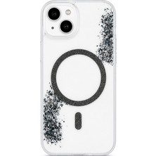 3gen Case iPhone 15 Plus-Iphone 14 Plus Uyumlu Glitter Simli Detaylı Kablosuz Şarj Destekli Wireless Sert Şeffaf Kılıf